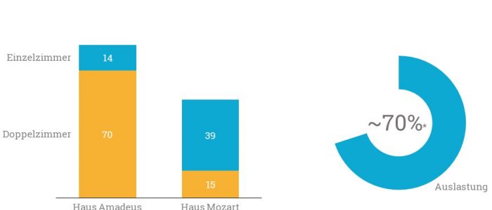 Die Grafik zeigt die aktuelle Bettenanzahl und Auslastung der Häuser in Werl.
