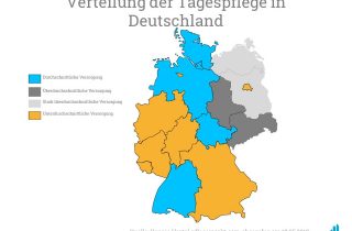 Das Bild zeigt eine Karte, die die Verteilung der Tagespflege in Deutschland darstellt.