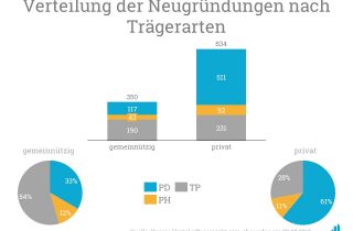 Grafik mit der Verteilung der Neugründungen nach Trägerart