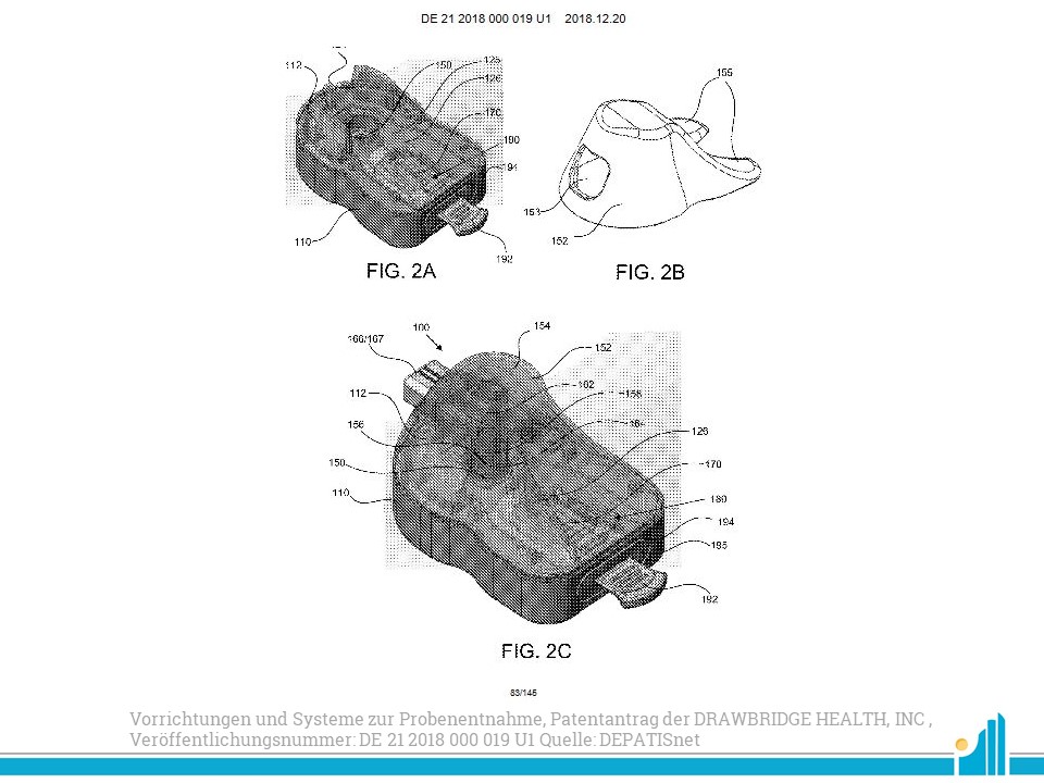 Patentradar März 2019 Patent Radar März: Vorrichtungen und Systeme zur Probenentnahme, Patentantrag der DRAWBRIDGE HEALTH, INC , Veröffentlichungsnummer: DE 21 2018 000 019 U1 Quelle: DEPATISnet