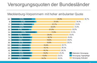 Pflegebedarfsstatistik 2019 - Versorgungsquote der Bundesländer