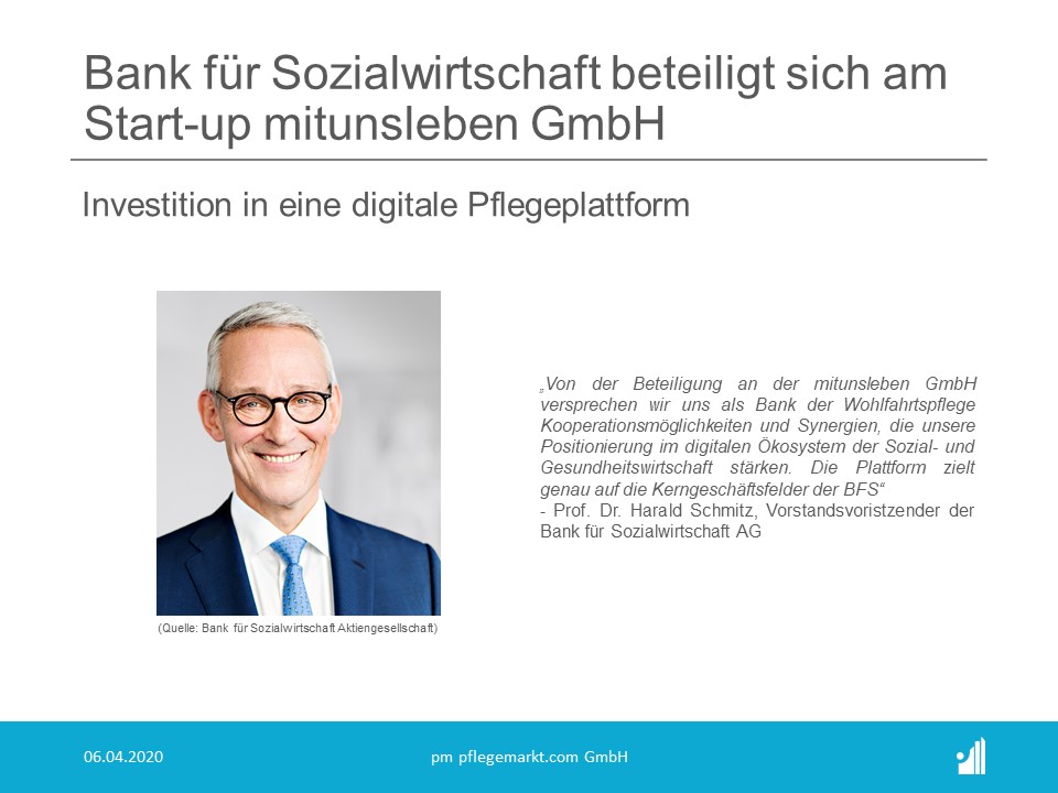 Bank für Sozialwirtschaft beteiligt sich an mitunsleben GmbH