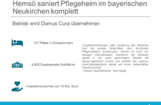 Hemsö erwirbt Pflegeheim im bayerischen Neukirchen und beginnt Komplettsanierung
