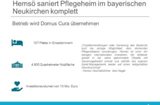 Hemsö erwirbt Pflegeheim im bayerischen Neukirchen und beginnt Komplettsanierung