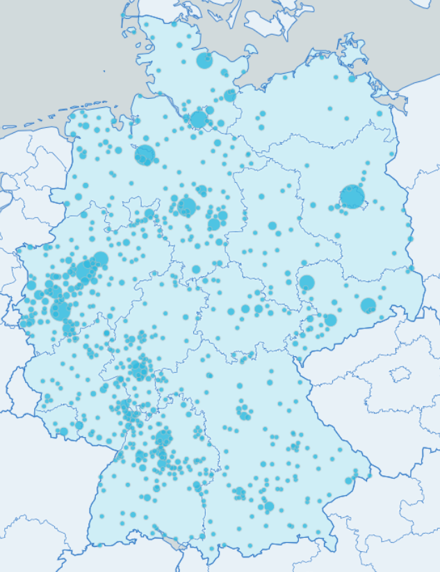 Verteilung der im Betrieb befindlichen Pflegeheime der 10 größten Betreiber