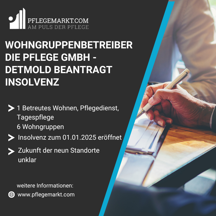 Wohngruppenbetreiber Die Pflege GmbH - Detmold beantragt Insolvenz